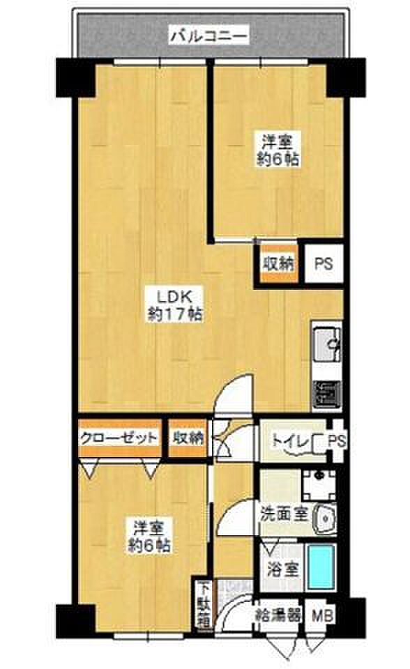 日商岩井京橋ハイツ(2LDK) 8階の間取り図