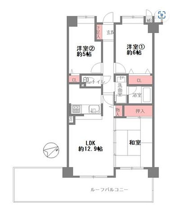 コスモ都島弐番館(3LDK) 2階の間取り図