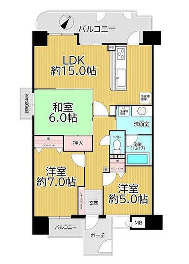 アヴェーレ守口(3LDK) 6階の間取り図