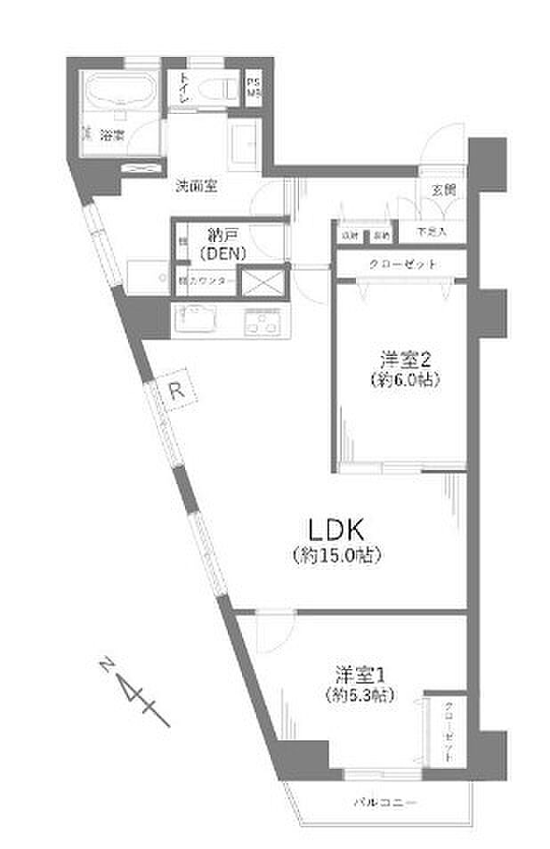 ニューハイム福栄(2SLDK) 5階の間取り図