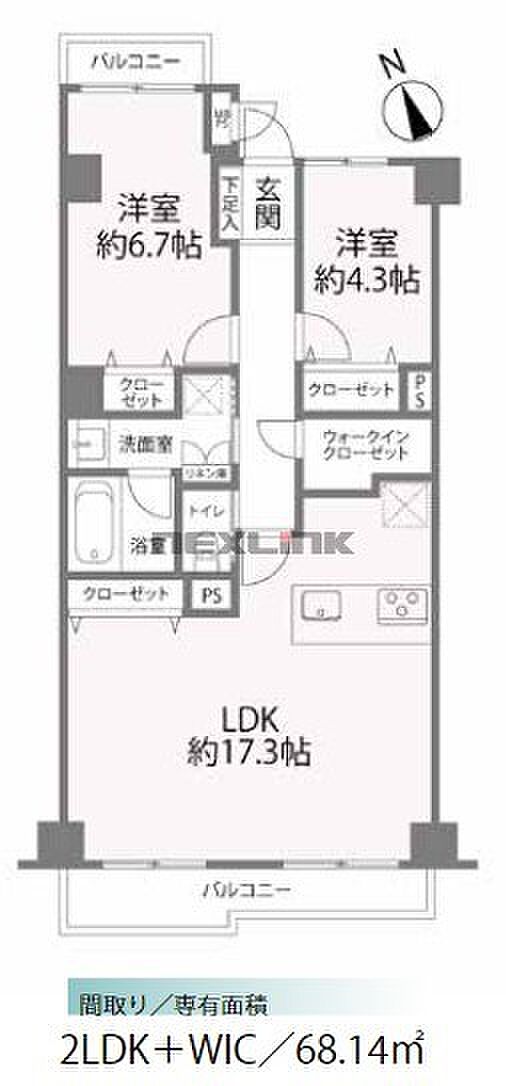 コスモ行徳(2LDK) 3階の間取り図