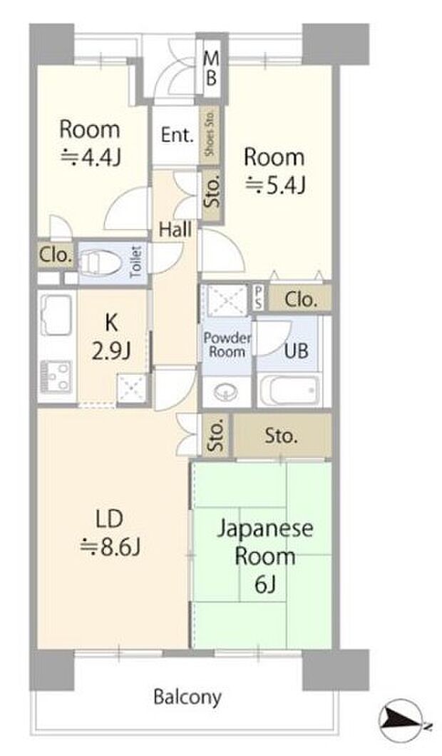 ファミール津田沼(3LDK) 4階の間取り図