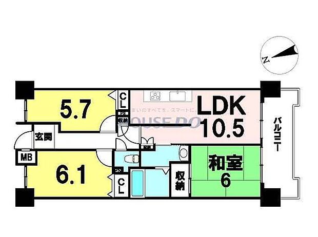 プレステージ明石大久保V(3LDK) 3階の間取り図