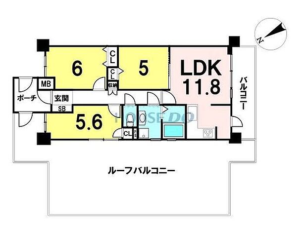 プレステージ江井島駅前(3LDK) 3階の間取り図