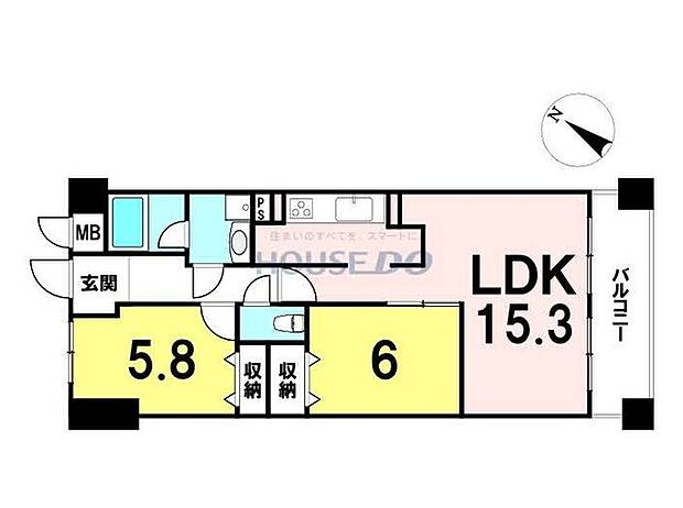 プレステージ西明石駅前(2LDK) 10階の間取り図