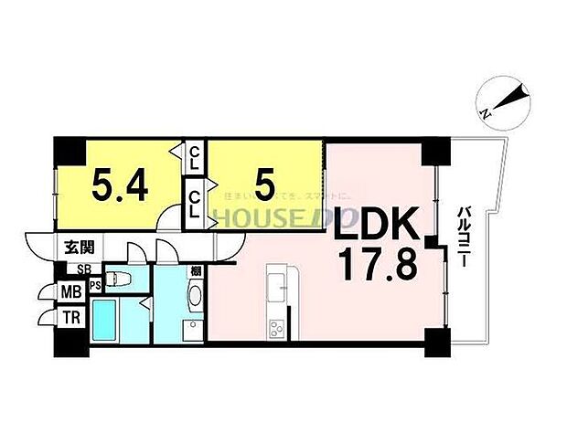エクセランス大久保I番館(2LDK) 4階の間取り図