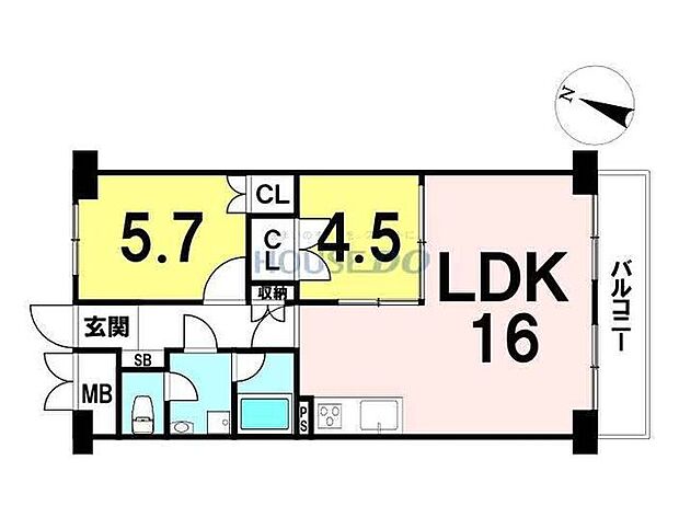 サンライフ西明石(2LDK) 7階の間取り図