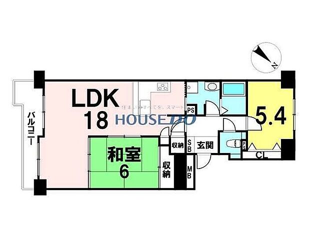 ファミールハイツ明石参番館(2LDK) 14階の間取り図