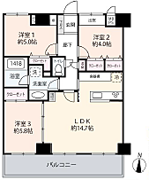 ライオンズプラザ淵野辺(3LDK) 11階/1105号室の間取り図
