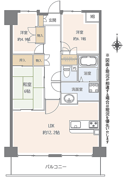 サンヴェール橋本ツインタワー2(3LDK) 10階/1003の間取り図