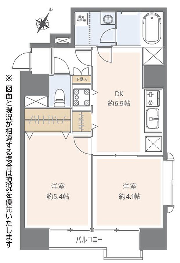 スターハイツ相模大野駅前(2DK) 6階の間取り図