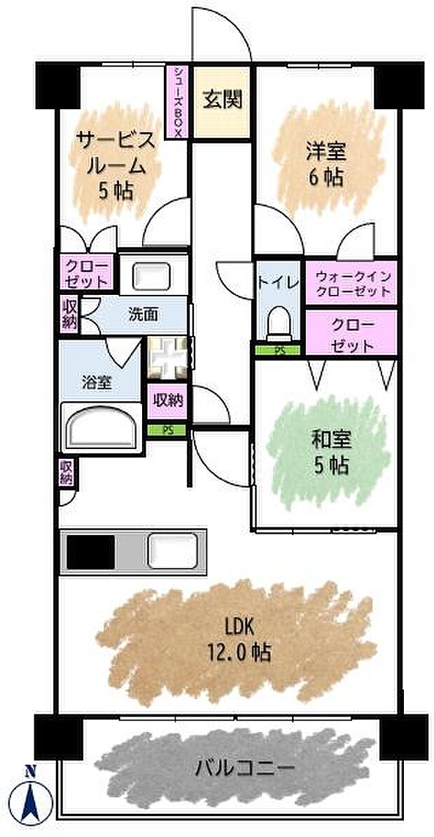 レーベン松山一番町 THE TOWER(3LDK) 17階の間取り図