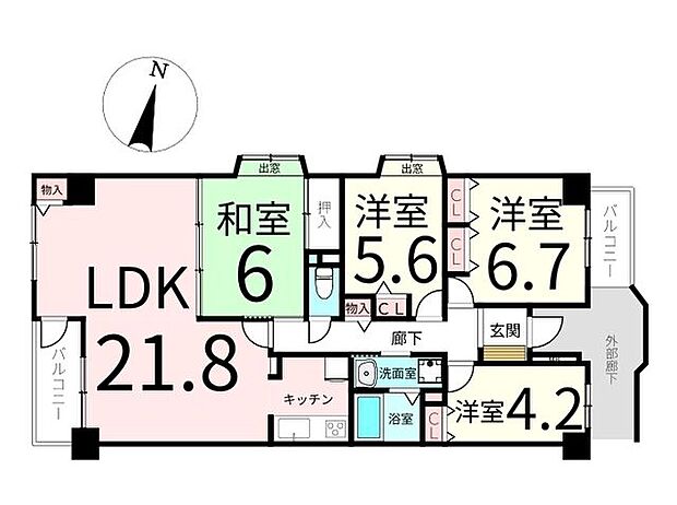 サンライズ東照宮(4LDK) 2階の間取り図