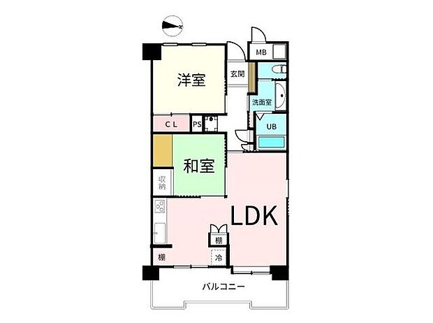 錦町パークマンション(1SLDK) 2階の内観