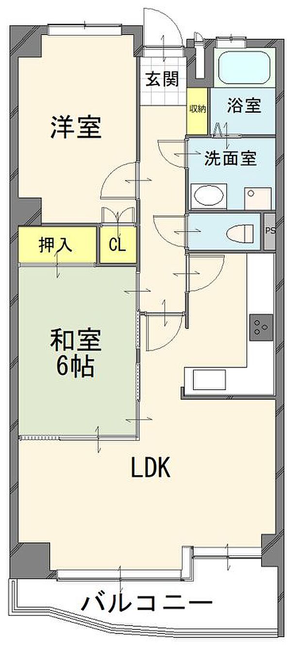 2LDK、価格980万円、専有面積59.76m2、バルコニー面積4m2 住み分けがしやすく開放的な2LDKのお部屋です♪