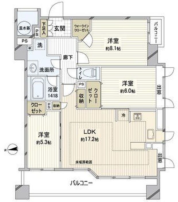 南西角部屋の明るい室内。各室内ゆとりを持たせ、ゆったりとおくつろぎいただける心地の良い空間♪