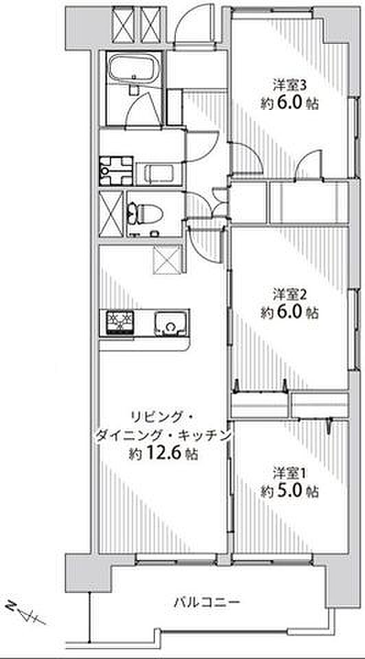 ファミール北目町(3LDK) 7階/701の間取り図