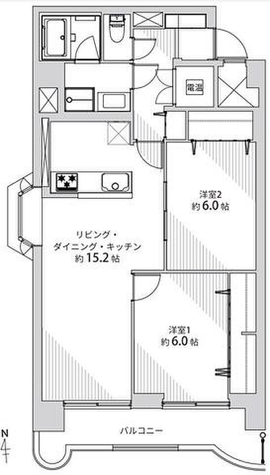 ライオンズマンション新寺小路(2LDK) 2階/204の間取り図