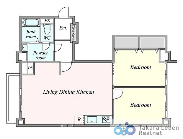 10階角部屋住戸につき、心地の良い採光と通風が得られる広々室内。