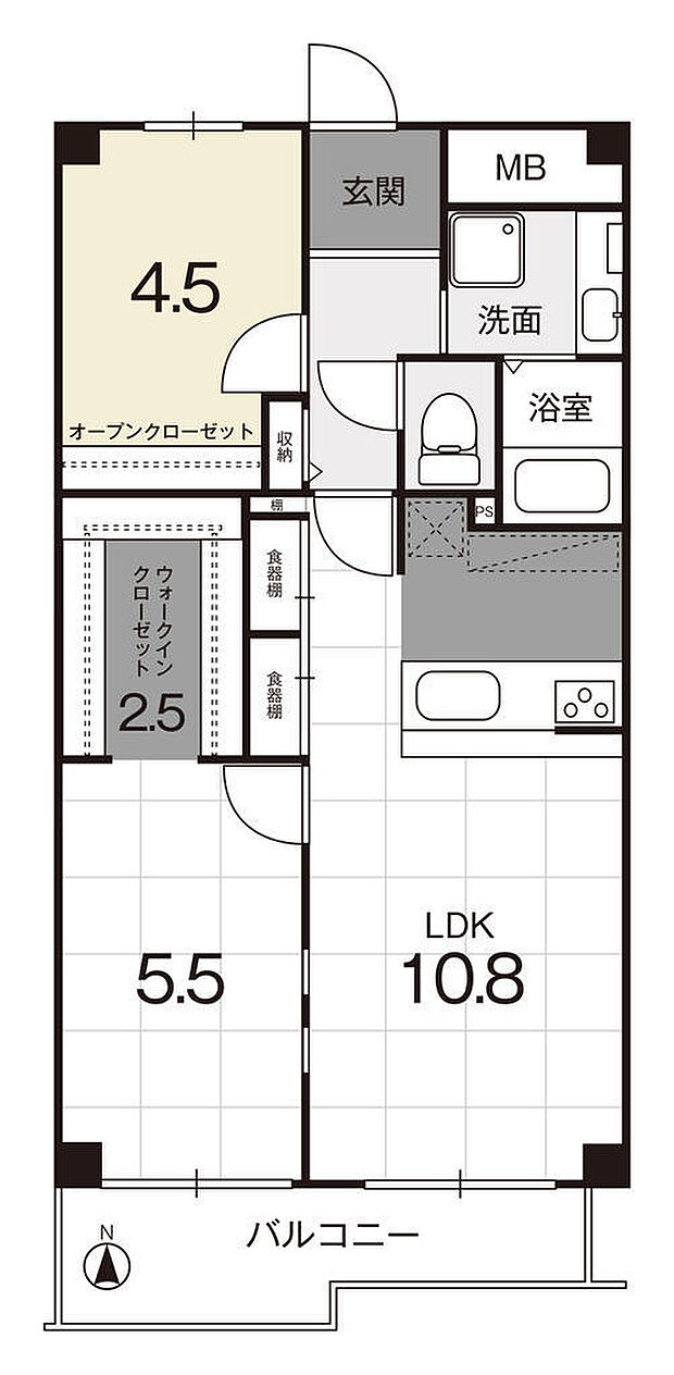 サンマンション丸太町(2SLDK) 4階の間取り図