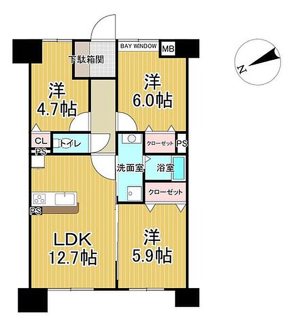 ベルドゥムール越谷湯元温泉(3LDK) 4階の間取り図