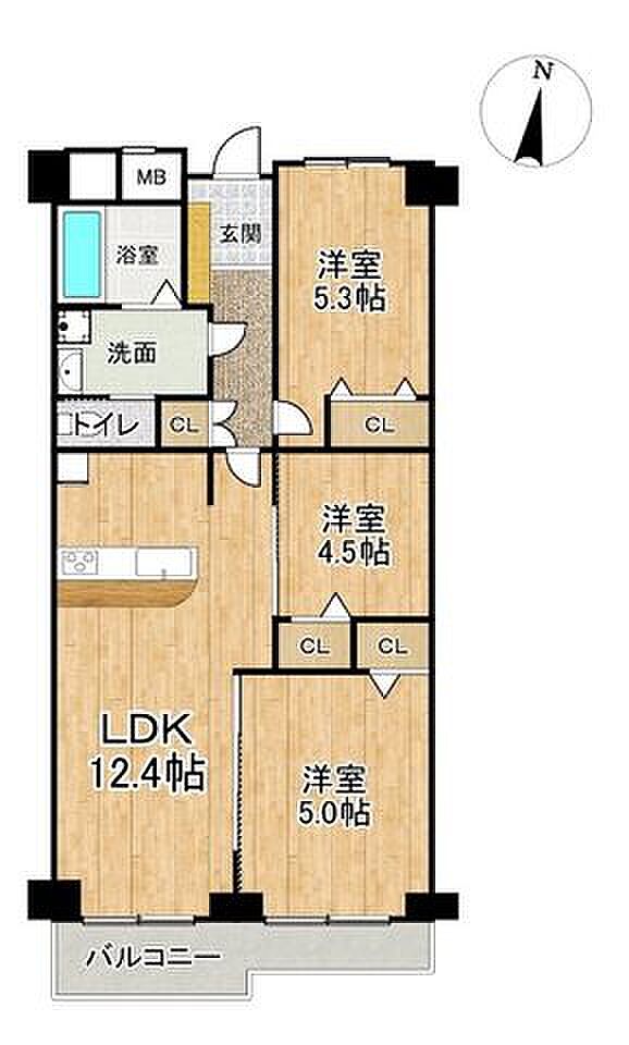 三井せんげん台ハイツ(3LDK) 7階の間取り図