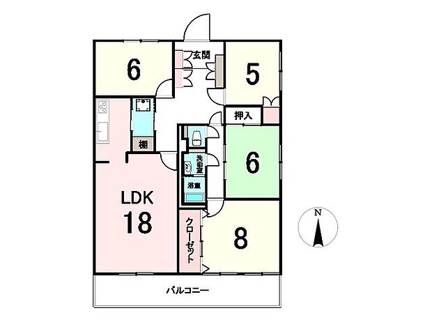 ダイアパレス蒲生第2(4LDK) 4階の間取り図