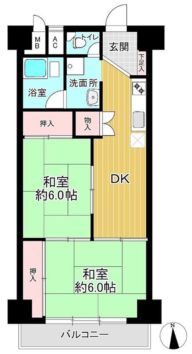 秀和第4東陽町レジデンス(2DK) 3階の間取り図