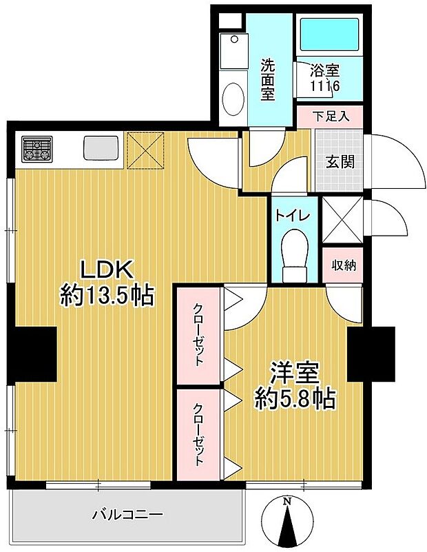 ライオンズシティ武蔵小金井(1LDK) 2階の内観