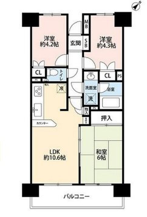 上福岡パーク・ホームズ(3LDK) 5階の間取り図