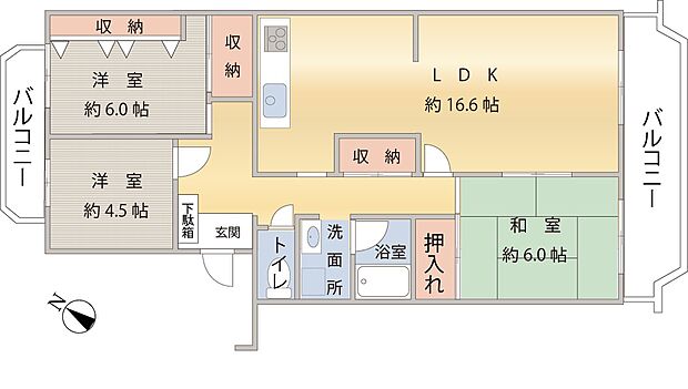 東武サンライトマンションもくれん(3LDK) 4階の内観