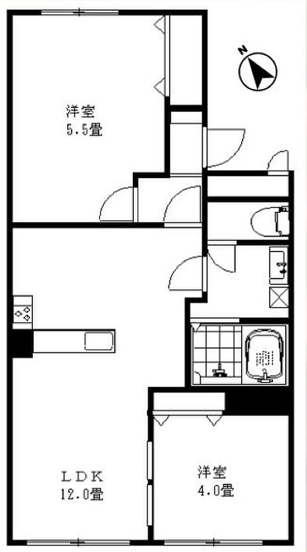 鶴瀬スカイマンション(2LDK) 1階の間取り図