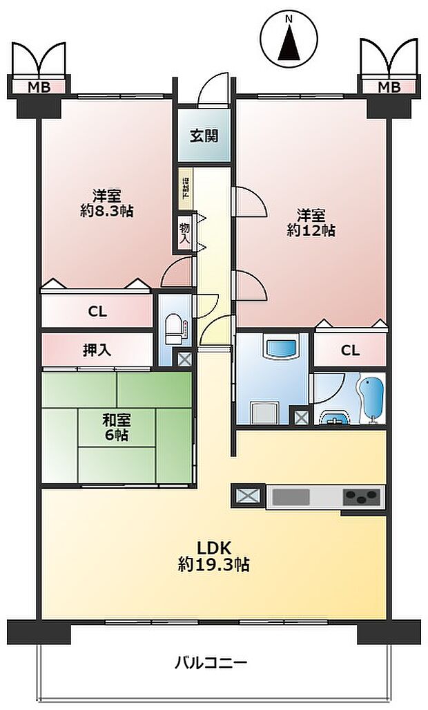 ラドーニ甚目寺風の館(3LDK) 5階の間取り図