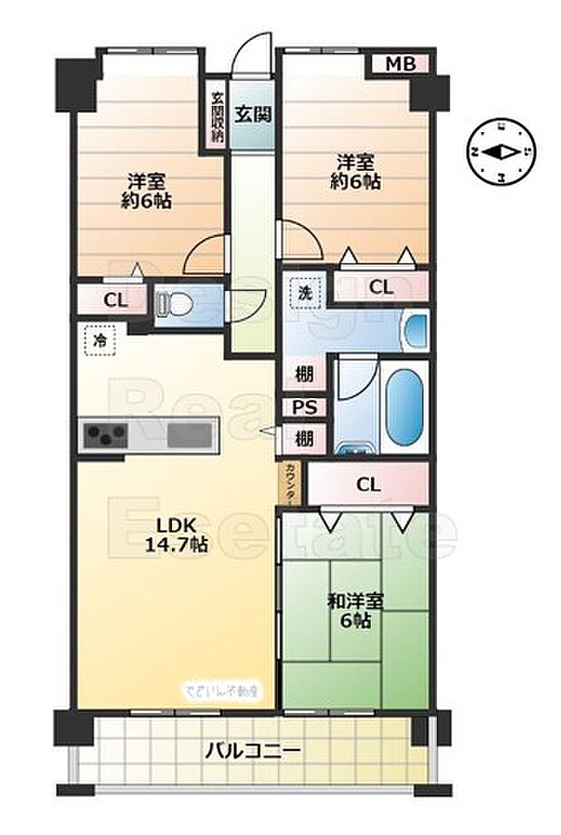 日神パレステージ熊谷鎌倉町(3LDK) 11階/1103の間取り図