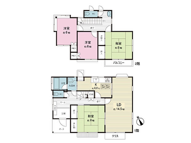 間取図。図面と異なる場合は現況を優先。