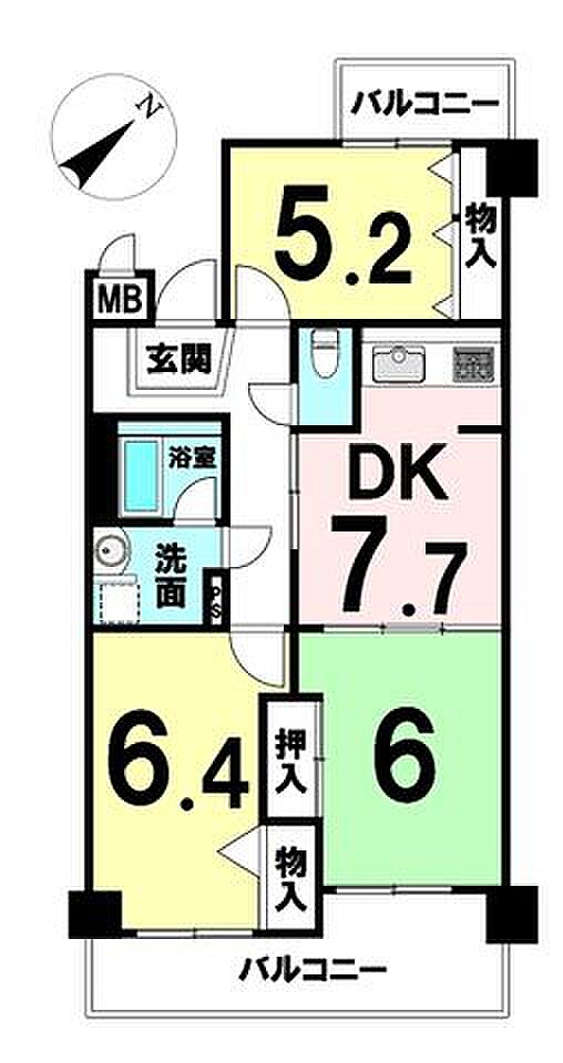 サニークレスト野洲(3LDK) 3階の間取り図