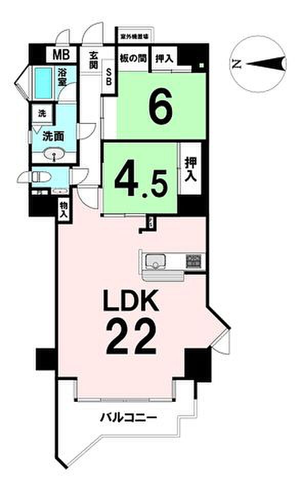 セザール琵琶湖大橋(2LDK) 4階の間取り図
