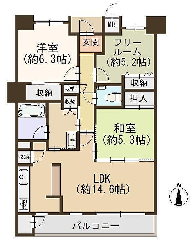 ディナスティ東大阪アテンシアシティ(2SLDK) 2階/2Ｆの間取り図