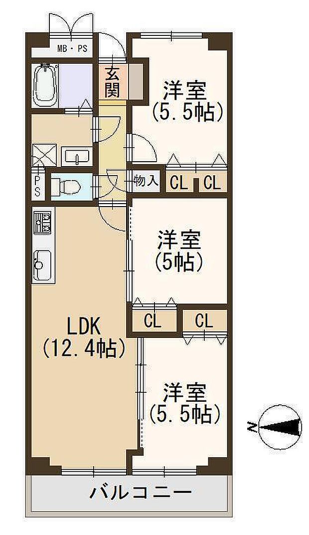 八戸ノ里第3ガーデンハイツＡ棟(3LDK) 14階/14Ｆの間取り図