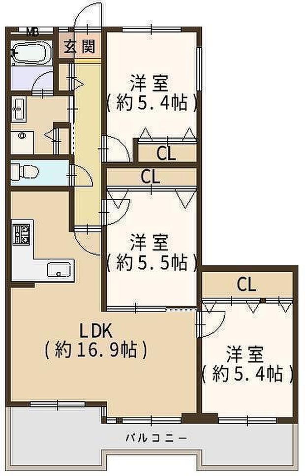 シャルマンコーポ高鷲(3LDK) 5階/5Ｆの間取り図