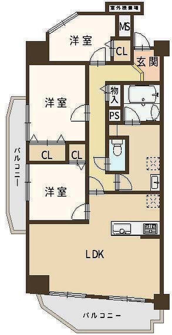 ライオンズマンション平野(3LDK) 14階/14Ｆの間取り図
