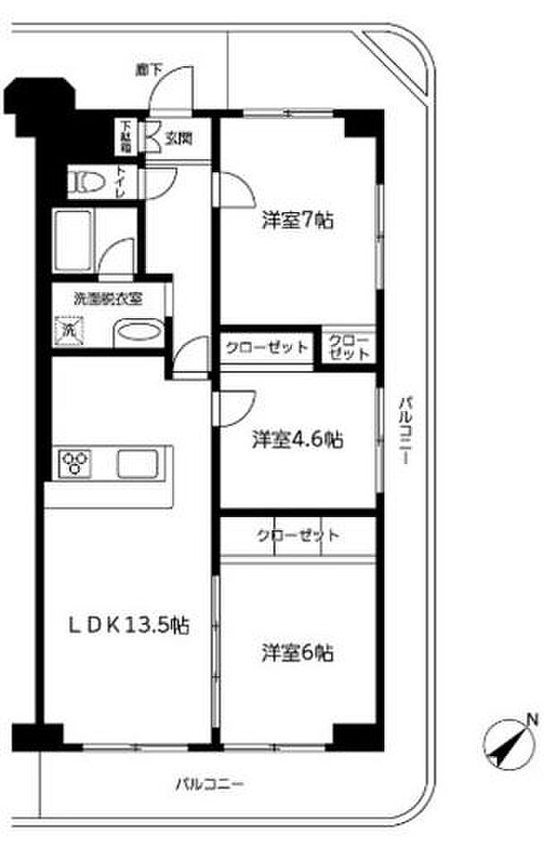 サンピア鎌ケ谷(3LDK) 9階の間取り図