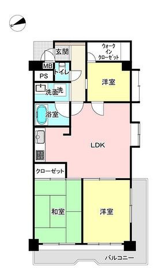 ライオンズマンション堀切菖蒲園(3LDK) 3階の間取り図