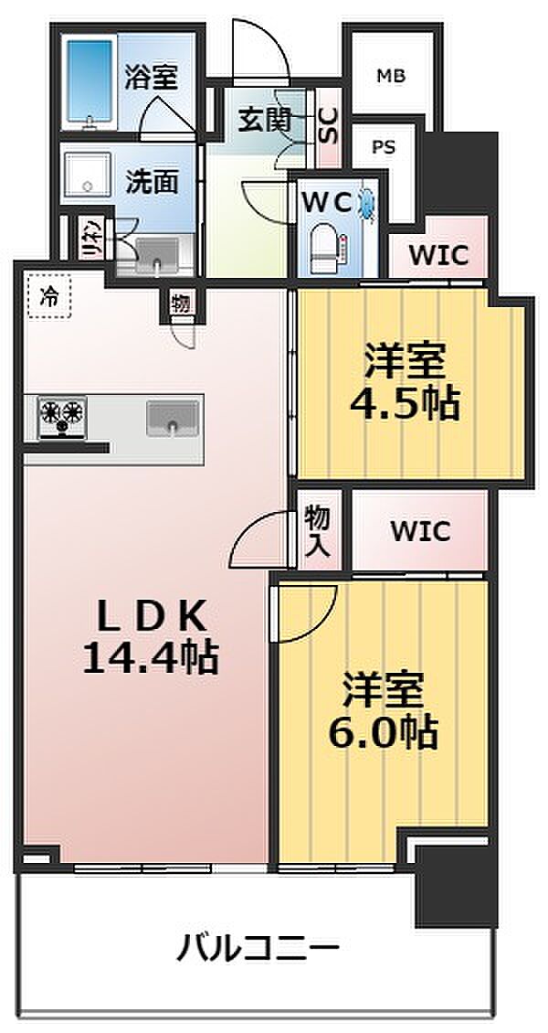 シティータワー東梅田パークフロント(2LDK) 2階/210の内観