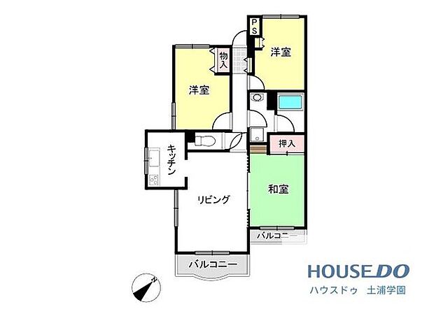 グランドムール土浦弐番館　4階(3LDK) 4階の間取り図