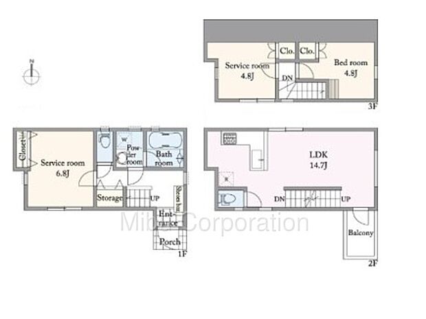 4.8帖の洋室以外に2つあるサービスルームも居室（寝室や子供部屋）としての利用が可能です。