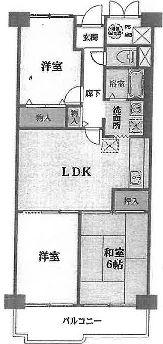 高石スカイハイツ(3LDK) 4階/413の間取り図