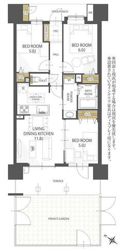 東京アクアガーデン(3LDK) 1階の間取り図