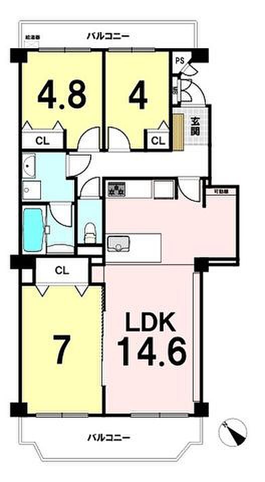 幕張ファミールハイツ　2号棟(3LDK) 7階の間取り図