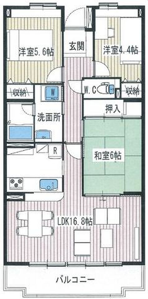 千葉北ダイヤモンドマンション(3LDK) 4階の内観